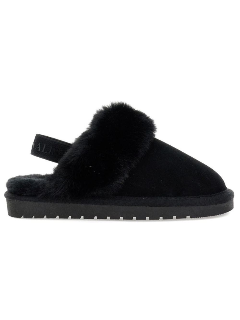 Slippers per bambina Monnalisa Kids nere con bordo in finta pelliccia 8CH004 8772 0050 MONNALISA KIDS