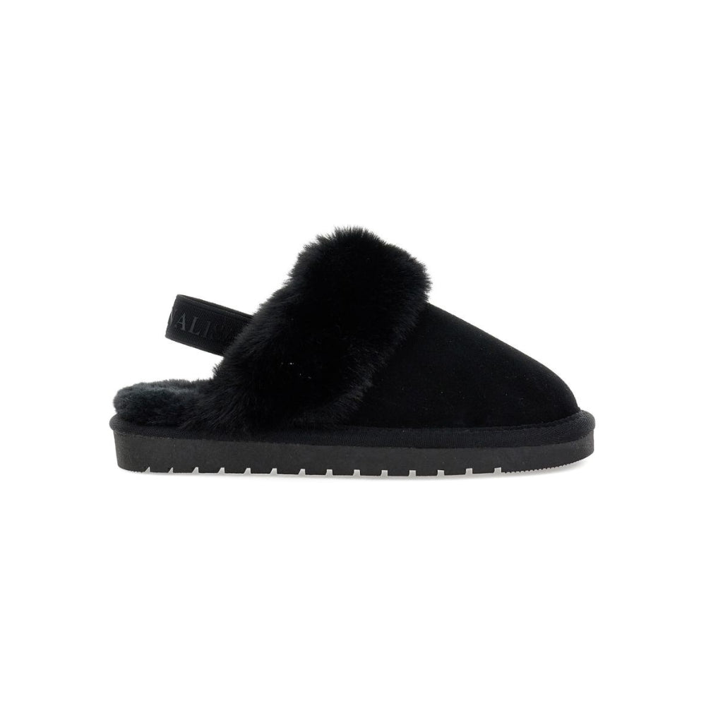 Slippers per bambina Monnalisa Kids nere con bordo in finta pelliccia 8CH004 8772 0050 MONNALISA KIDS
