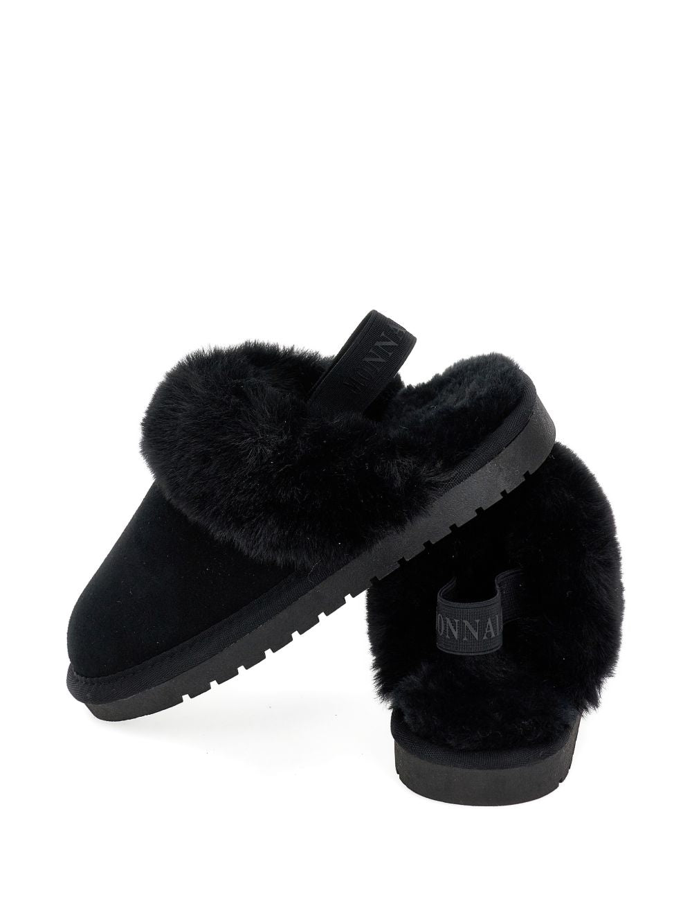 Slippers per bambina Monnalisa Kids nere con bordo in finta pelliccia 8CH004 8772 0050 MONNALISA KIDS