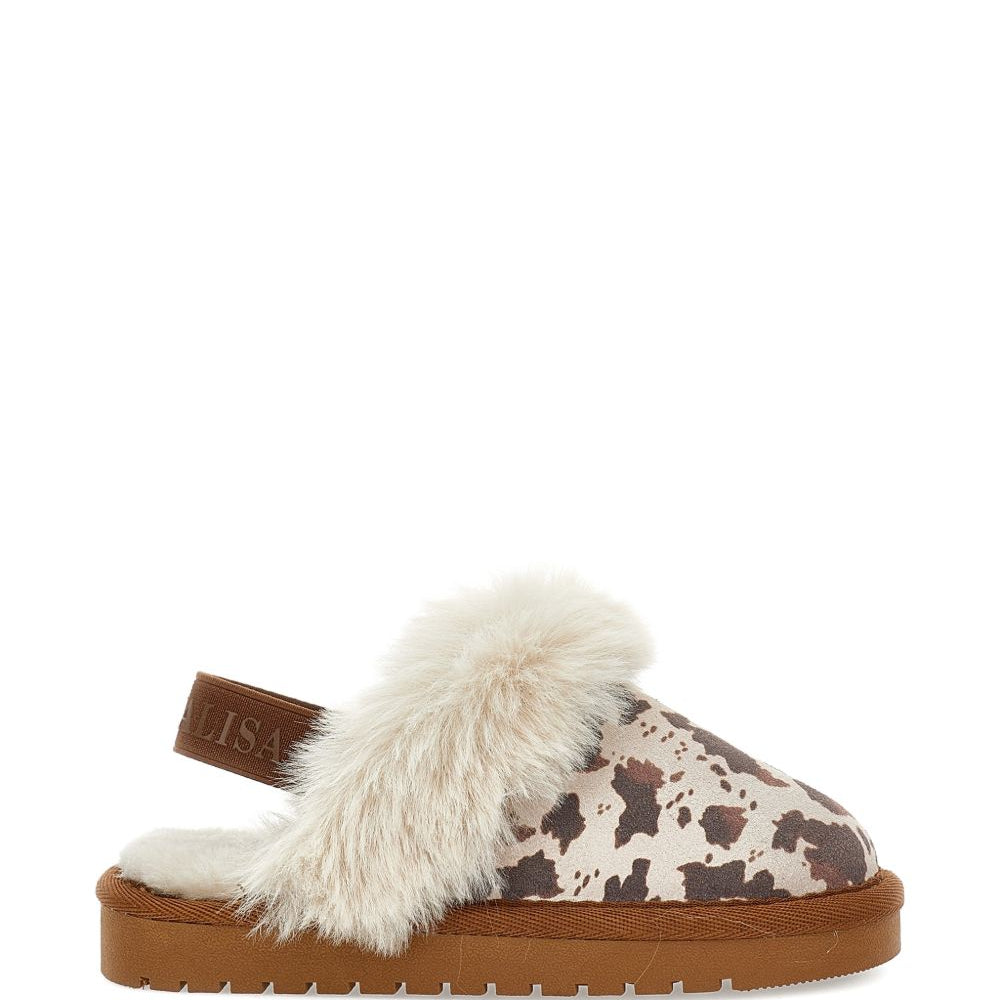 Slippers per bambina Monnalisa Kids marrone con stampa animalier 8CH004 8772 0106 MONNALISA KIDS