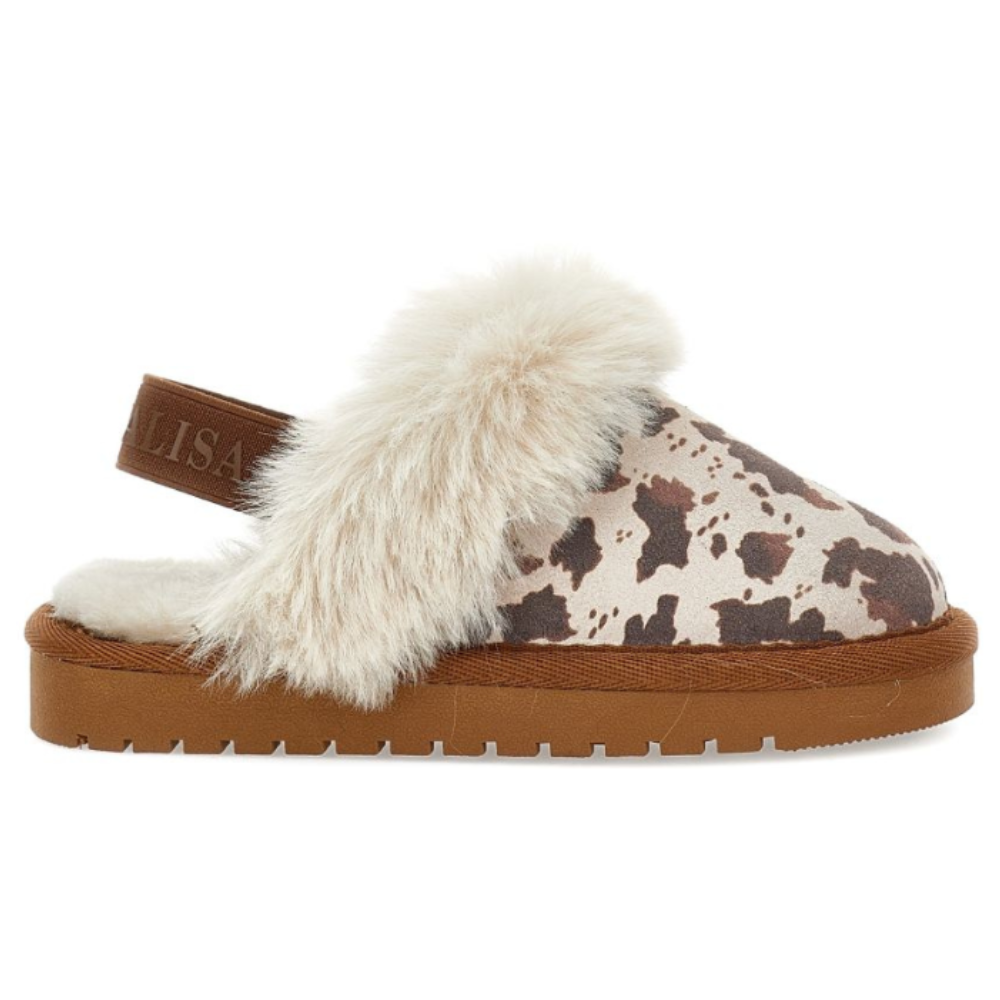 Slippers per bambina Monnalisa Kids marrone con stampa animalier 8CH004 8772 0106 MONNALISA KIDS