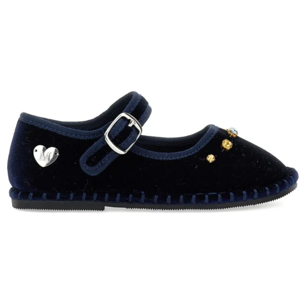 Ballerine per bambina Monnalisa Kids blu navy con dettagli in cristalli 8CH013 8781 0056 MONNALISA KIDS