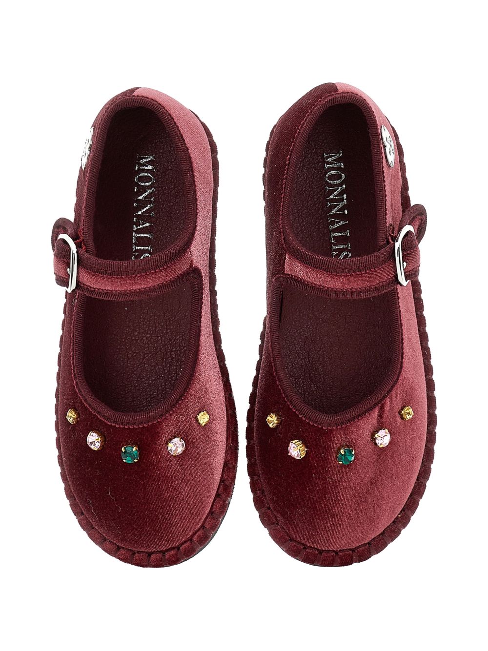 Ballerine per bambina Monnalisa Kids borgogna con decorazioni in cristalli 8CH013 8781 0069 MONNALISA KIDS