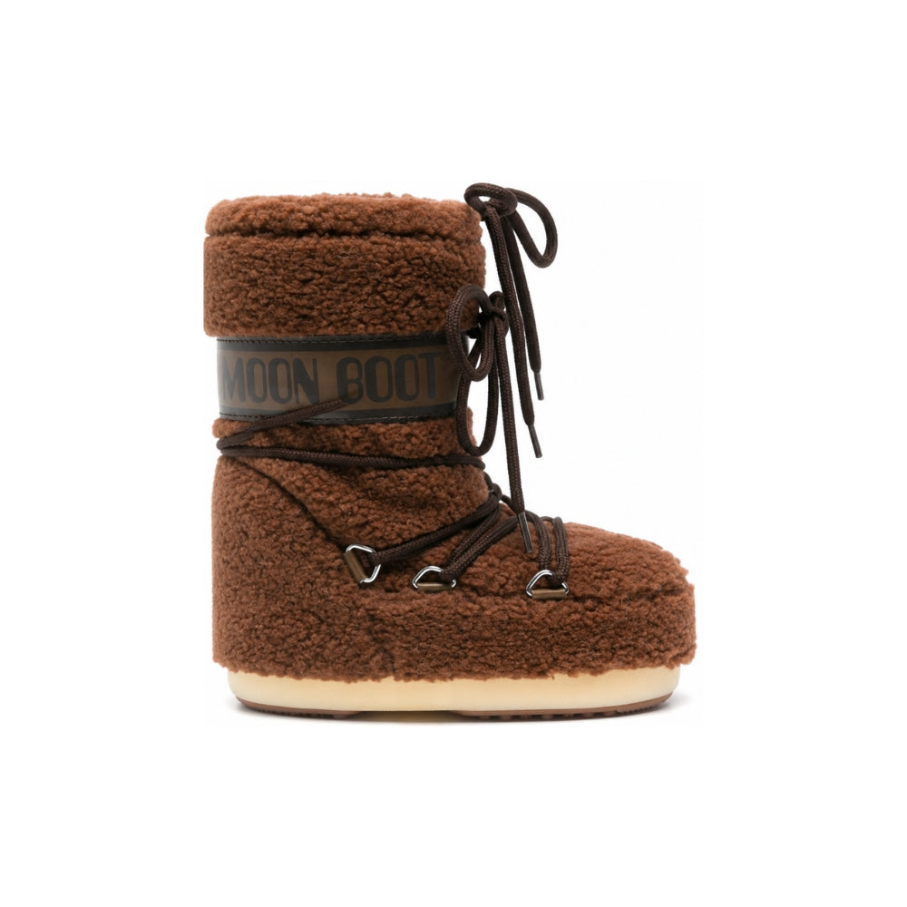 Stivali da neve per bambini Moon Boot Kids marroni con rifinitura in shearling 80D1403080 M004 MOON BOOT KIDS