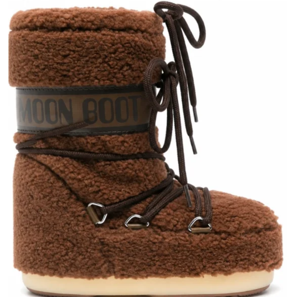 Stivali da neve per bambini Moon Boot Kids marroni con rifinitura in shearling 80D1403080 M004 MOON BOOT KIDS