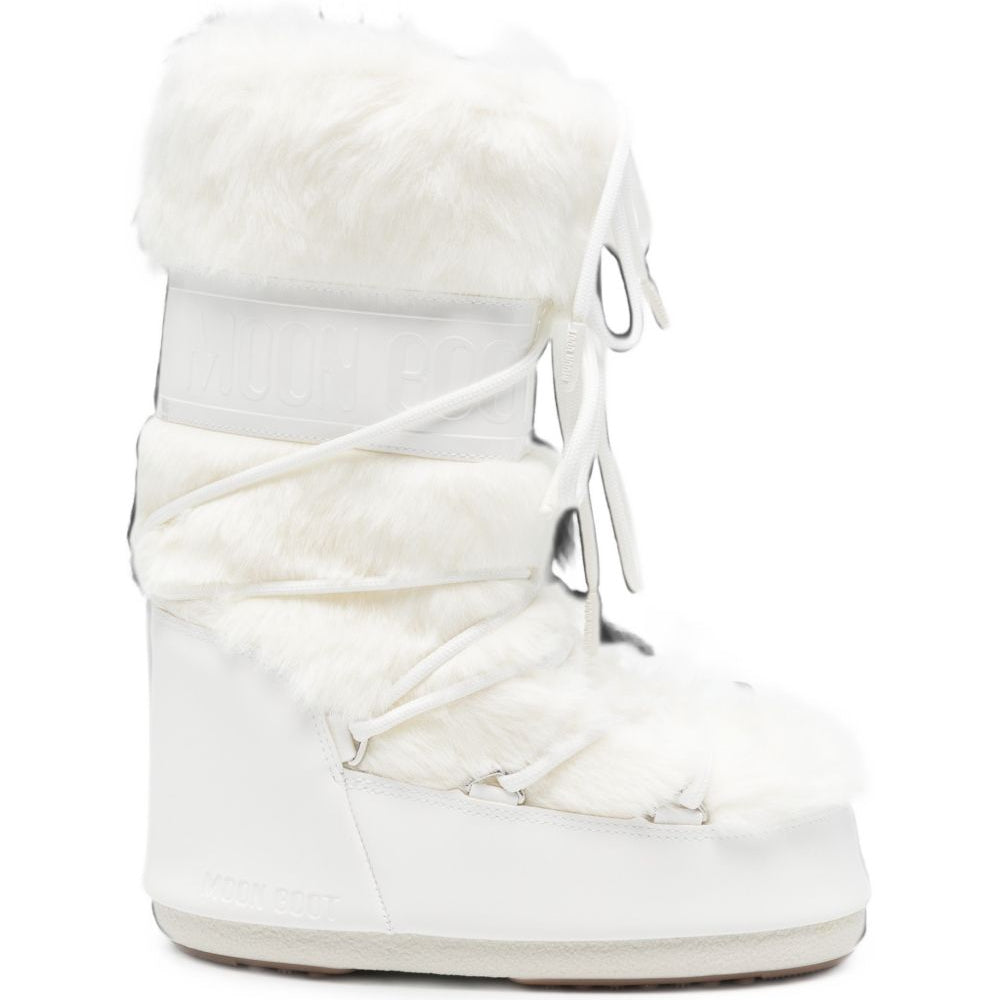 Stivali da neve per bambina Moon Boot Kids bianchi con inserti in pelliccia sintetica 80D1408900 A002 MOON BOOT KIDS