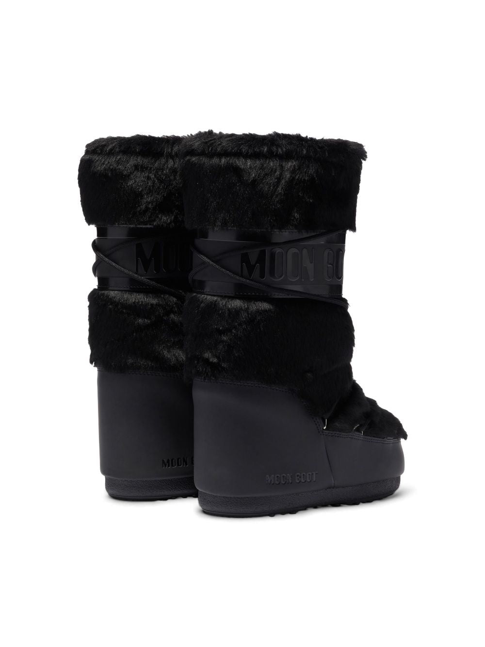 Stivali da neve per bambini Moon Boot Kids neri con inserti in pelliccia 80D1408900 N001 MOON BOOT KIDS