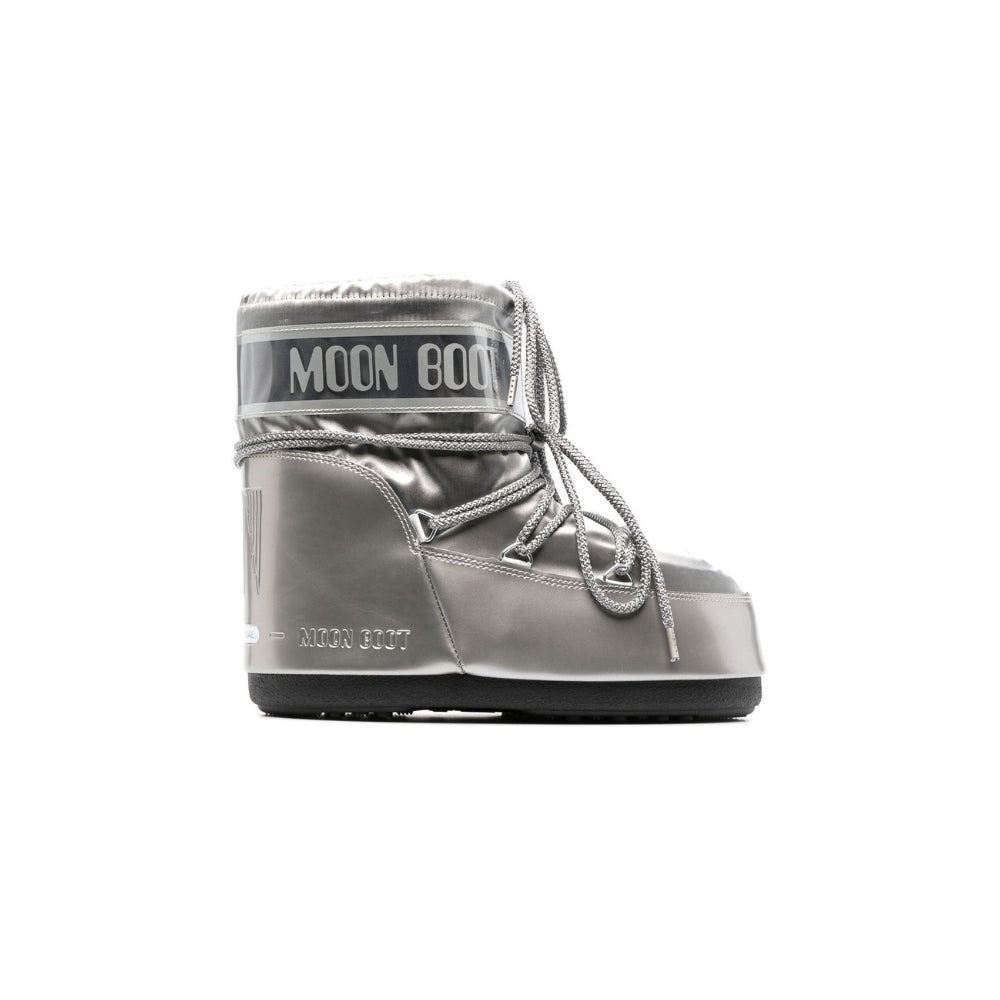 Stivali da neve Icon per bambini Moon Boot Kids argentati con logo sul tallone 80D1409350 H001 MOON BOOT KIDS