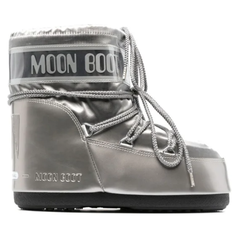 Stivali da neve Icon per bambini Moon Boot Kids argentati con logo sul tallone 80D1409350 H001 MOON BOOT KIDS