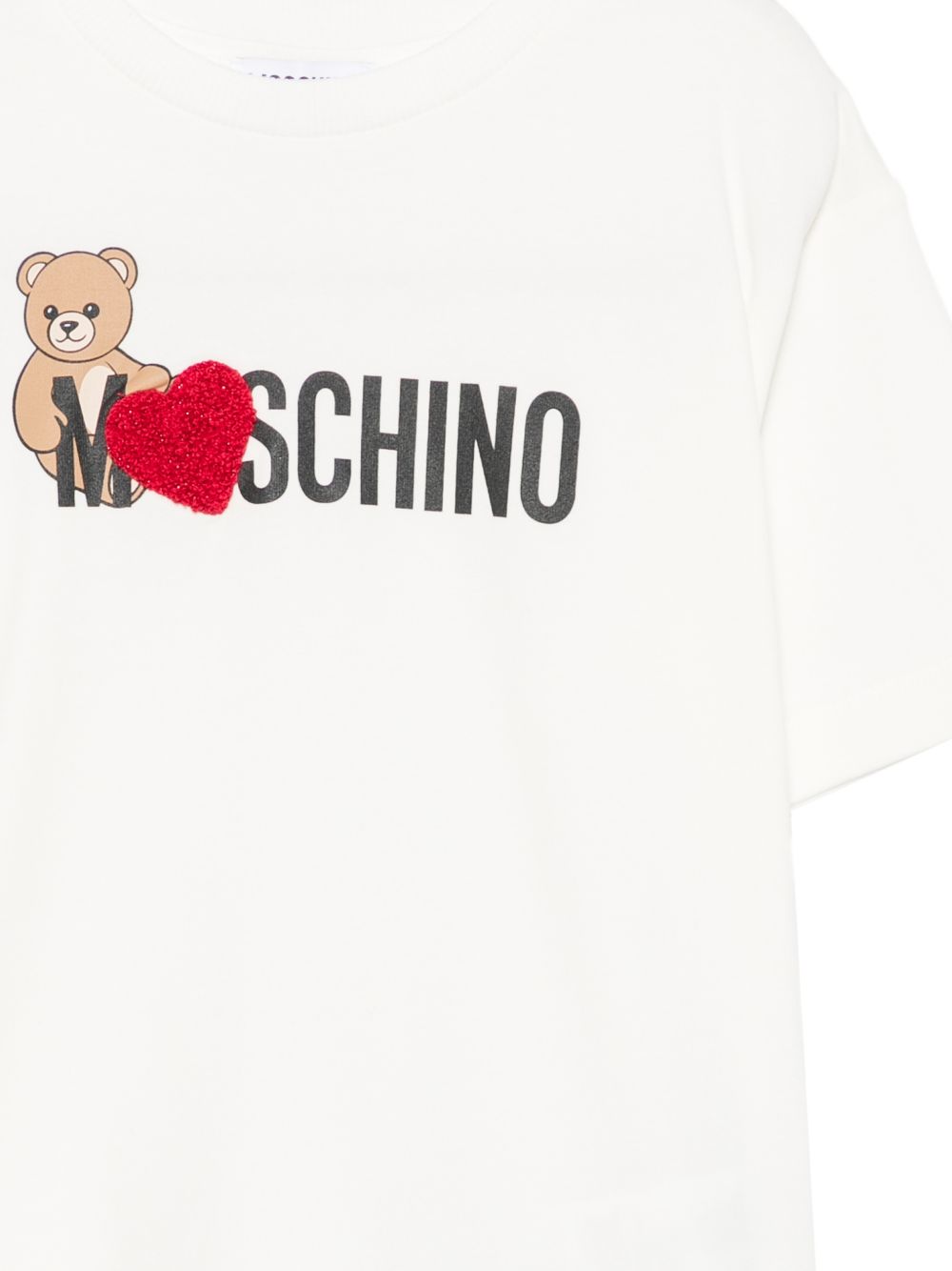 T-shirt per bambina Moschino Kids bianca con stampa Teddy sul davanti H1M060LBA11 10063 MOSCHINO KIDS
