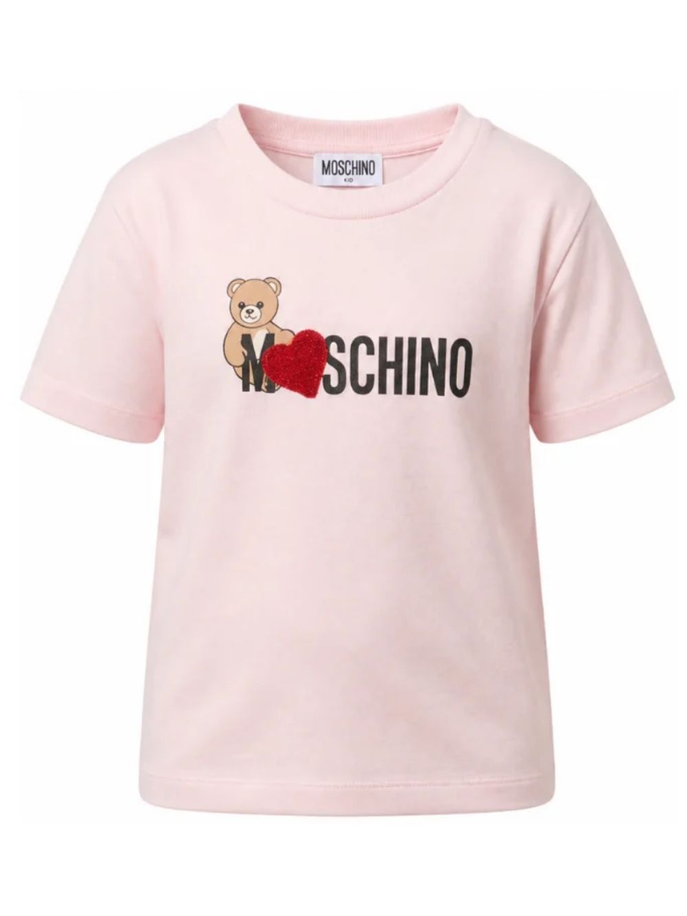 T-shirt per bambina Moschino Kids rosa con stampa Teddy sul davanti H1M060LBA11 50209 MOSCHINO KIDS