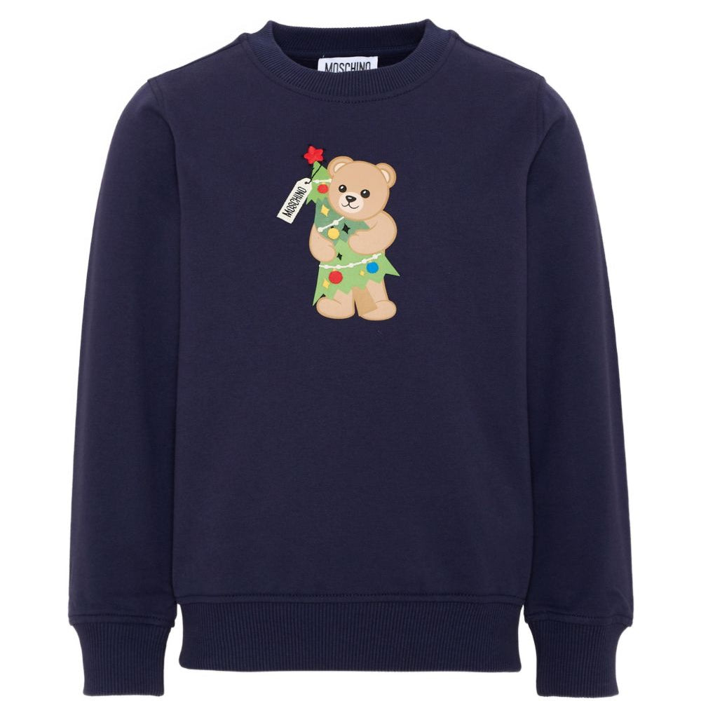 Felpa per bambino Moschino Kids blu con motivoTeddy Bear H5F08VLCA61 40016 MOSCHINO KIDS