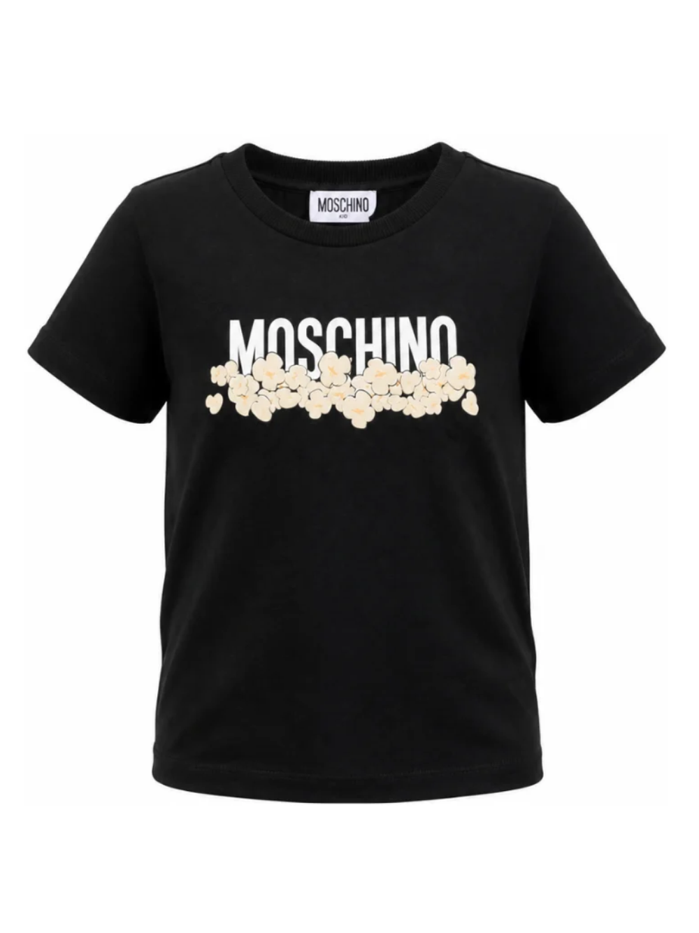 T-shirt per bambini Moschino Kids nera con stampa grafica con logo H6M058LAA20 60100 MOSCHINO KIDS