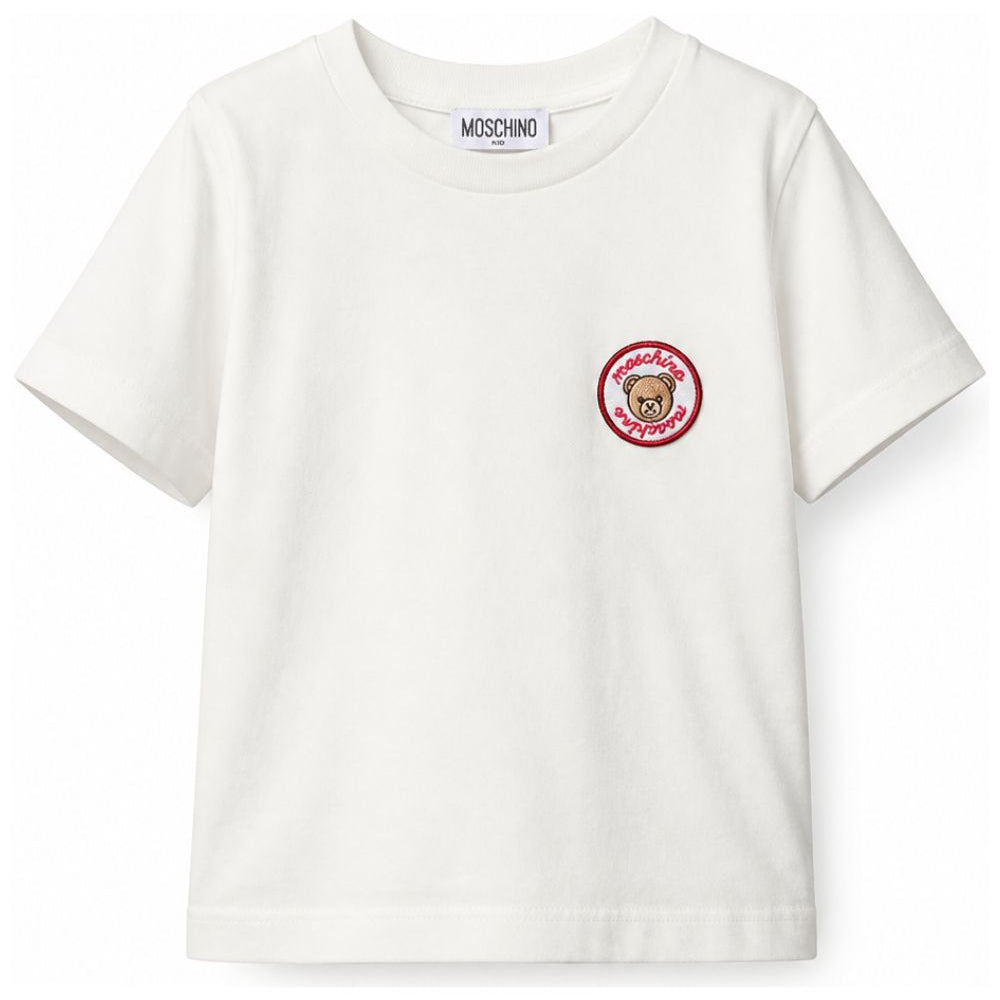 T-shirt per bambino Moschino Kids bianca con stampa Teddy Bear sul davanti H9M05GLAA59 10063 MOSCHINO KIDS