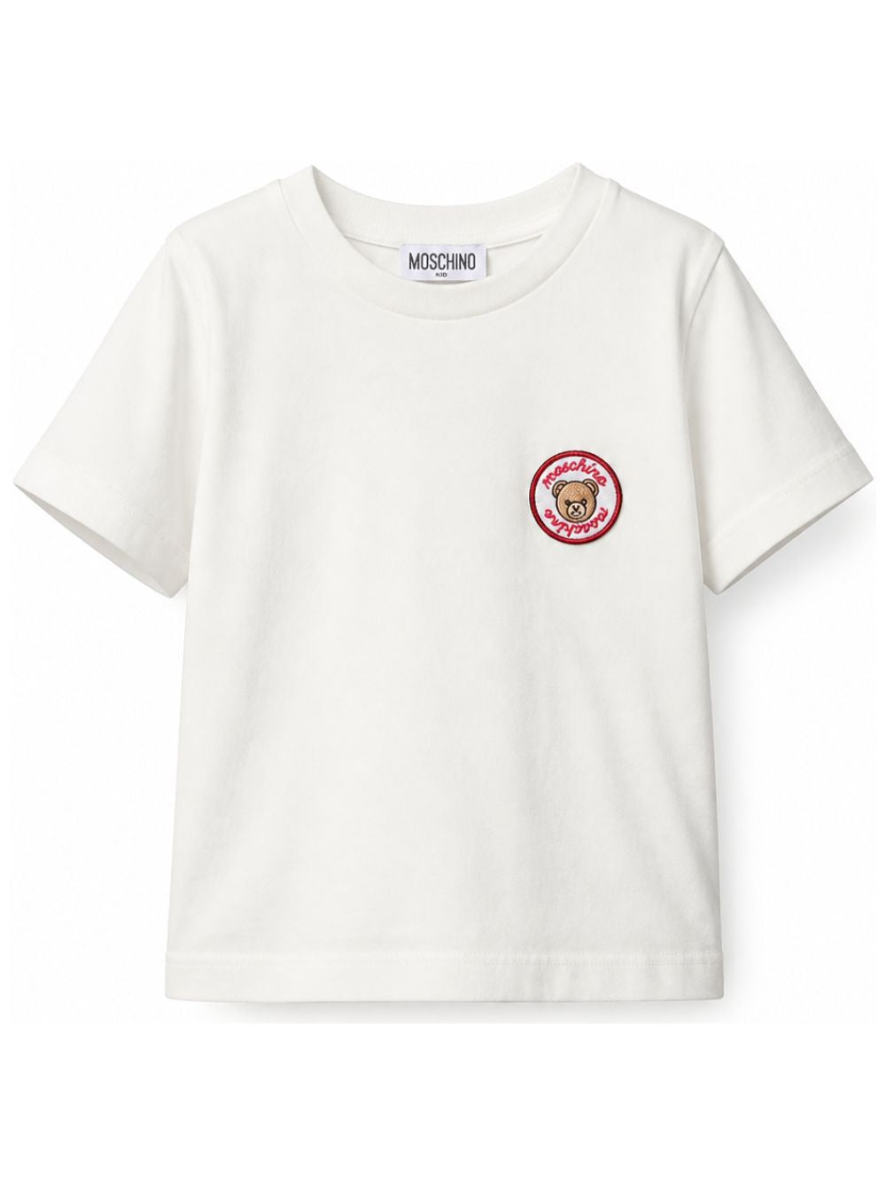 T-shirt per bambino Moschino Kids bianca con stampa Teddy Bear sul davanti H9M05GLAA59 10063 MOSCHINO KIDS