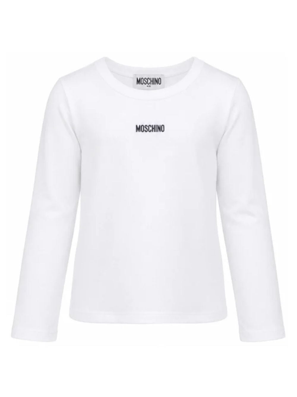 T-shirt per bambina Moschino Kids bianca con logo sul davanti HAO011LBA39 10101 MOSCHINO KIDS