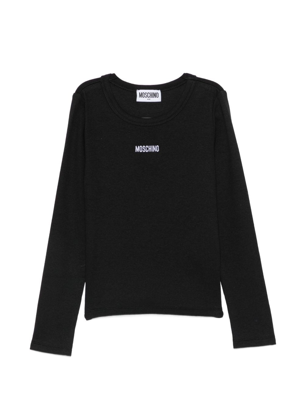 T-shirt per bambina Moschino Kids nera con logo sul davanti HAO011LBA39 60100 MOSCHINO KIDS