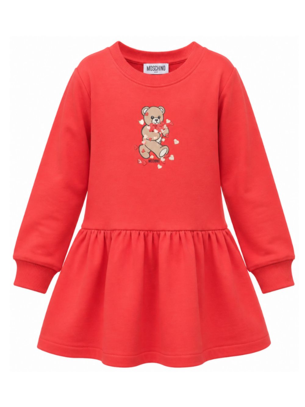 Abito per bambina Moschino Kids rosso con dettaglio Teddy Bear HAV0H7LDA63 50109 MOSCHINO KIDS