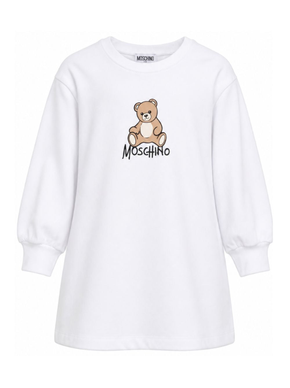 Abito per bambina Moschino Kids bianco con stampa Teddy Bear HBV0GYLCA94 10101 MOSCHINO KIDS