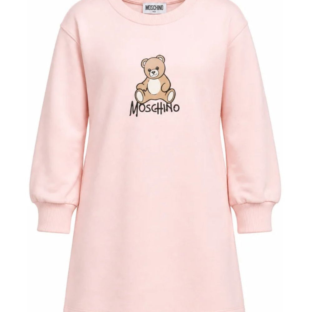 Abito per bambina Moschino Kids rosa con stampa Teddy sul davanti HBV0GYLCA94 50209 MOSCHINO KIDS