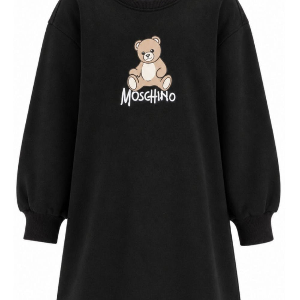 Abito per bambina Moschino Kids nero con stampa Teddy sul davanti HBV0GYLCA94 60100 MOSCHINO KIDS