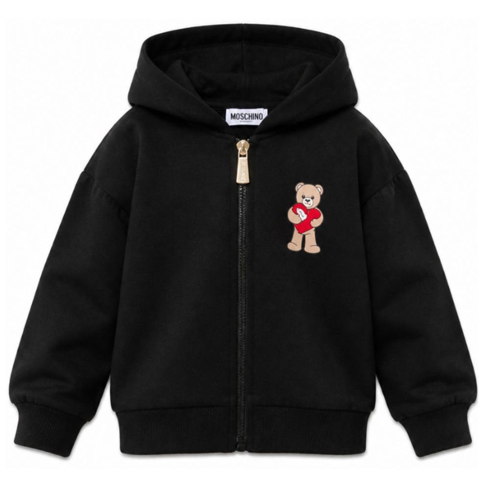 Felpa per bambina Moschino Kids nera con dettaglio Teddy Bear HDF06TLDA63 60100 MOSCHINO KIDS
