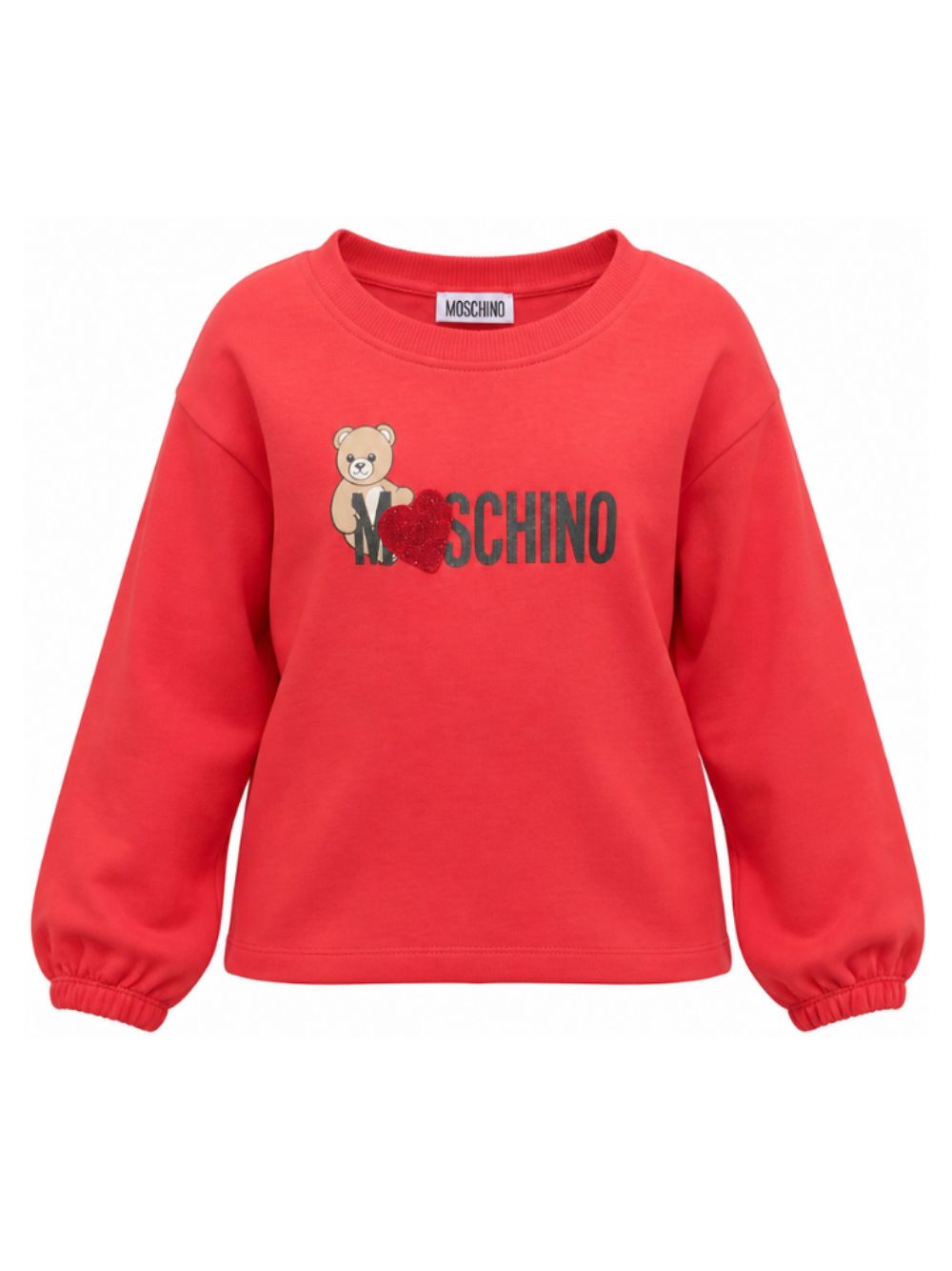 Felpa per bambina Moschino Kids rossa con stampa logo sul davanti HDF06ULDA18 50109 MOSCHINO KIDS
