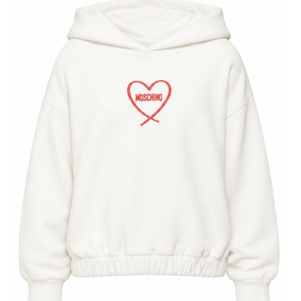 Felpa per bambina Moschino Kids bianca con stampa cuore con logo HDF06ZLDA63 10063 MOSCHINO KIDS
