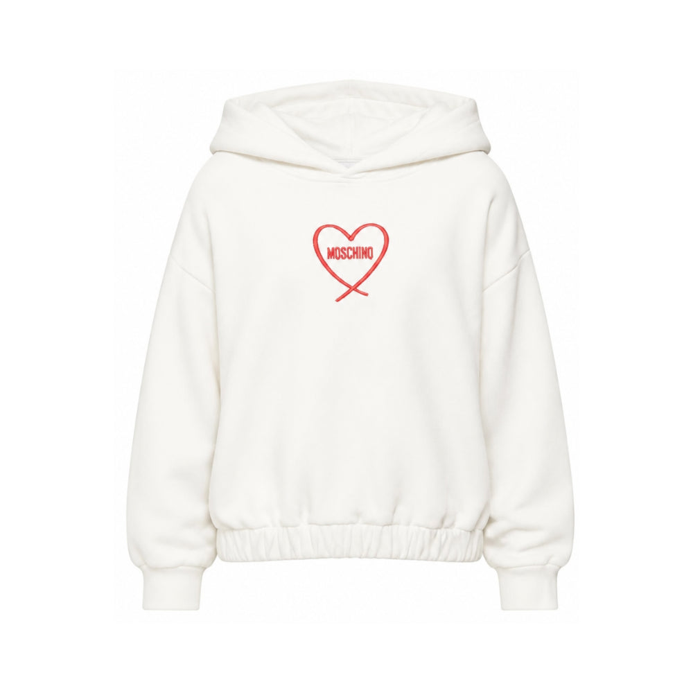 Felpa per bambina Moschino Kids bianca con stampa cuore con logo HDF06ZLDA63 10063 MOSCHINO KIDS