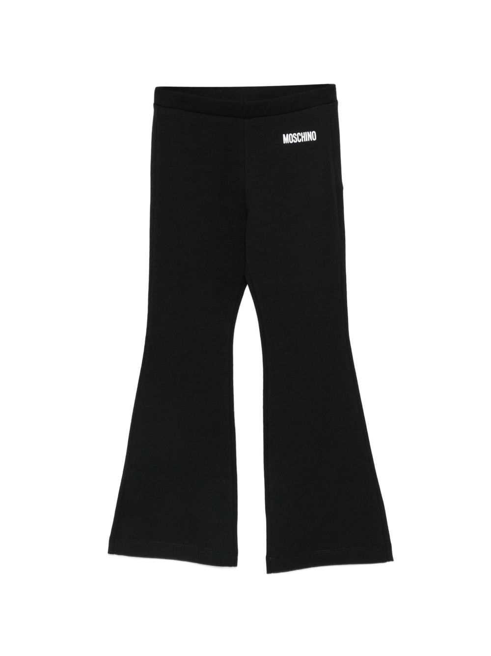 Pantaloni per bambina Moschino Kids neri con logo sul davanti HDP07ELBA42 60100 MOSCHINO KIDS