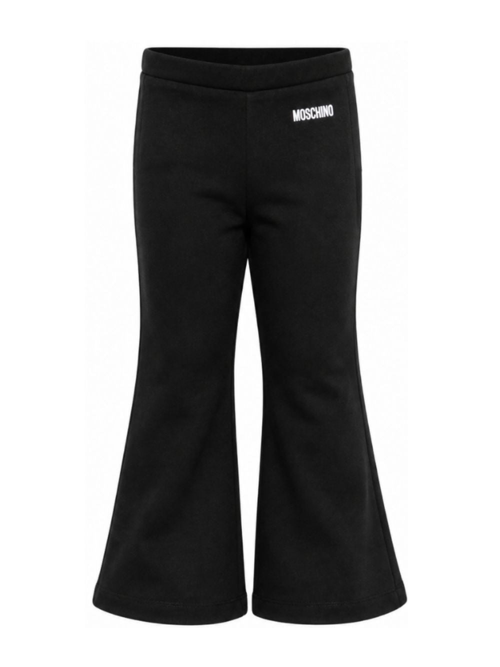 Pantaloni per bambina Moschino Kids neri con logo sul davanti HDP07ELBA42 60100 MOSCHINO KIDS