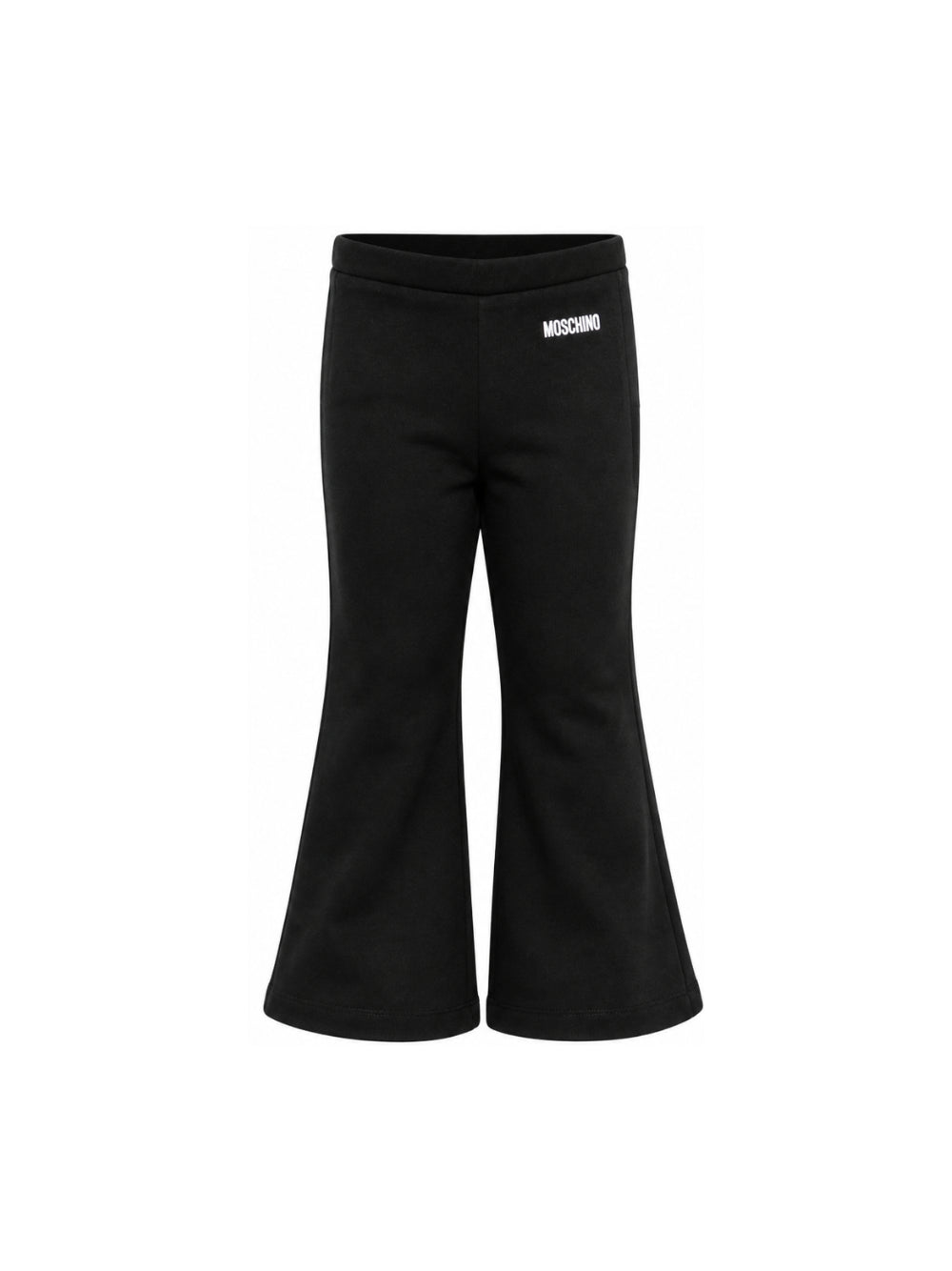 Pantaloni per bambina Moschino Kids neri con logo sul davanti HDP07ELBA42 60100 MOSCHINO KIDS