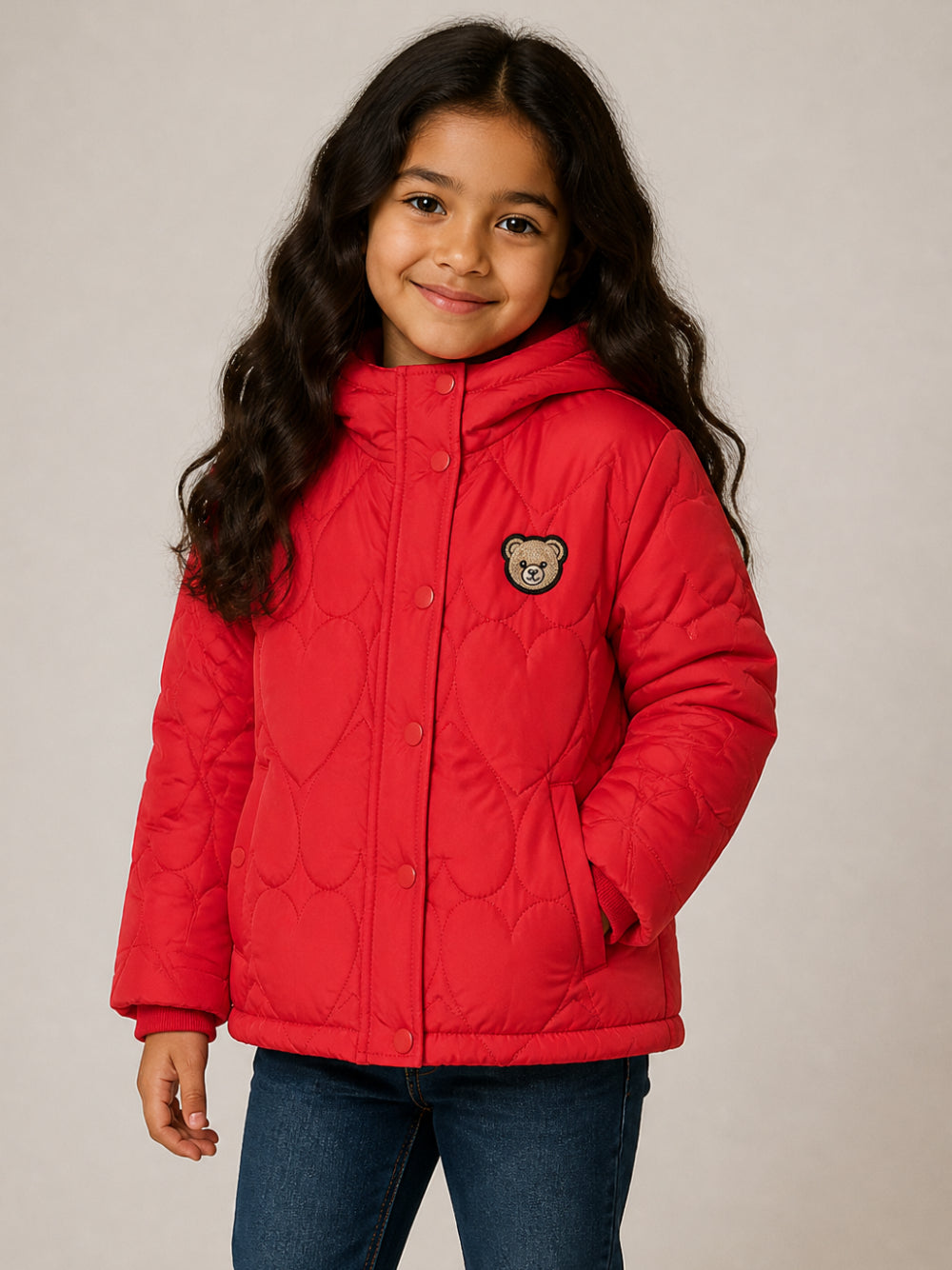 Giubbino per bambina Moschino Kids rosso con patch orsetto HDS05AL3AC7 50109 MOSCHINO KIDS