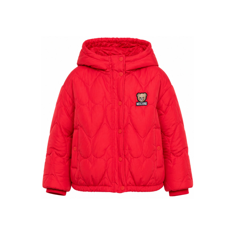 Giubbino per bambina Moschino Kids rosso con patch orsetto HDS05AL3AC7 50109 MOSCHINO KIDS