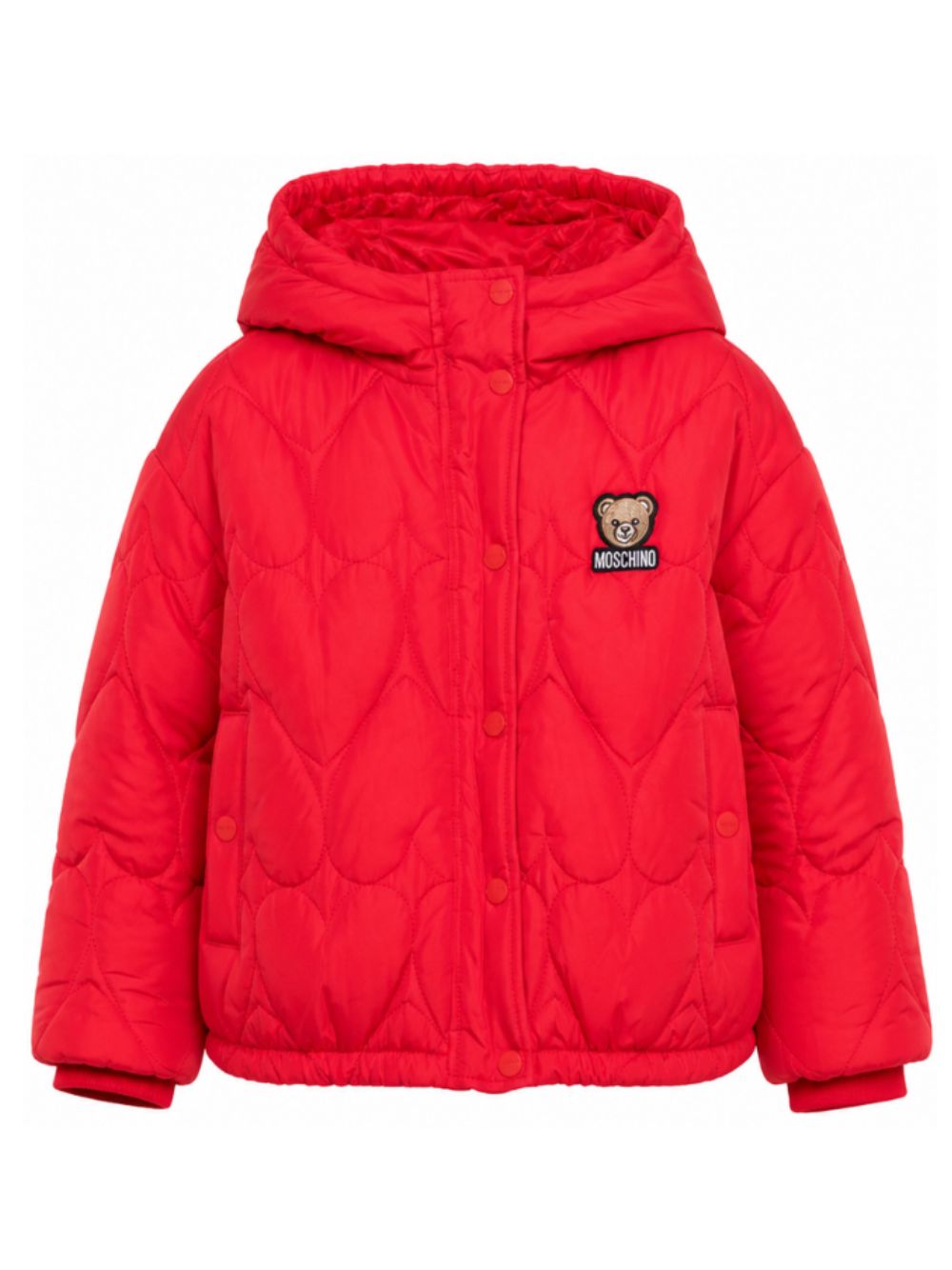 Giubbino per bambina Moschino Kids rosso con patch orsetto HDS05AL3AC7 50109 MOSCHINO KIDS