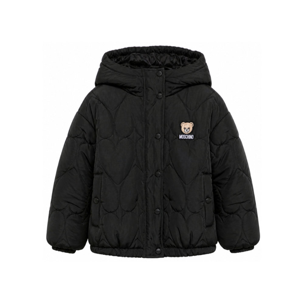 Giubbino per bambina Moschino Kids nero con patch orsetto HDS05AL3AC7 60100 MOSCHINO KIDS