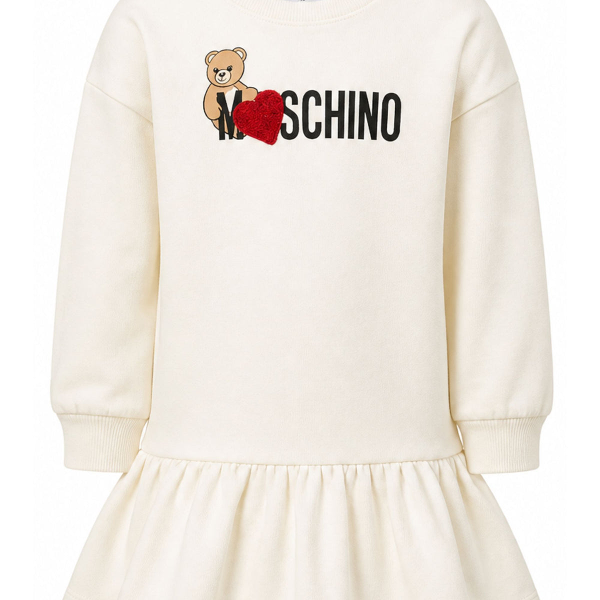 Abito per bambina Moschino Kids bianco con stampa logo HDV0I3LDA18 10063 MOSCHINO KIDS