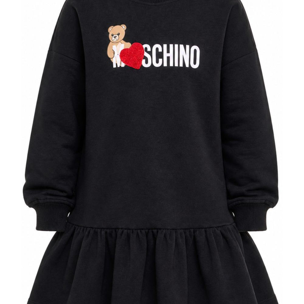 Abito per bambina Moschino Kids nero con stampa teddy HDV0I3LDA18 60100 MOSCHINO KIDS