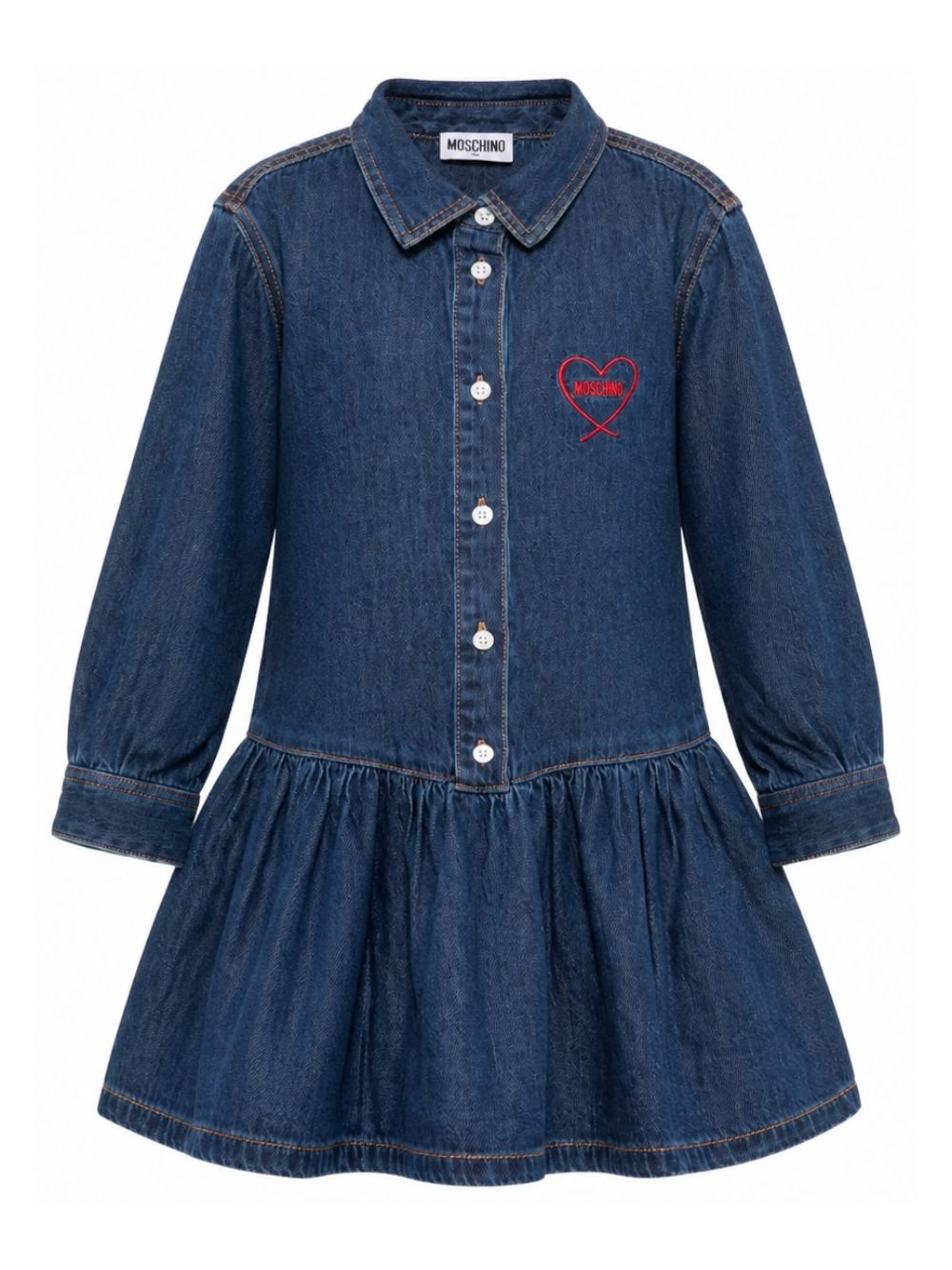 Abito per bambina Moschino Kids denim con colletto classico HDV0I4L0E44 41047 MOSCHINO KIDS