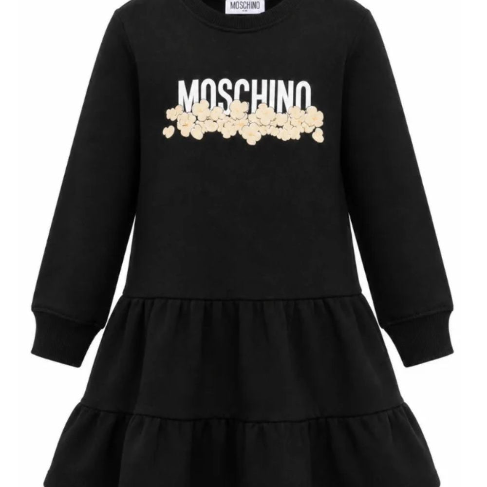 Abito per bambina Moschino Kids nero con stampa grafica HDV0IBLCA83 60100 MOSCHINO KIDS