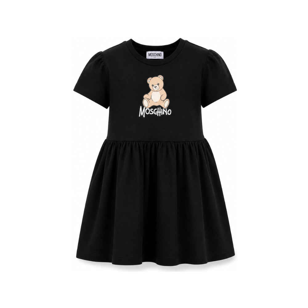 Abito per bambina Moschino Kids nero con motivo Teddy Bear HDV0IHLAA10 60100 MOSCHINO KIDS