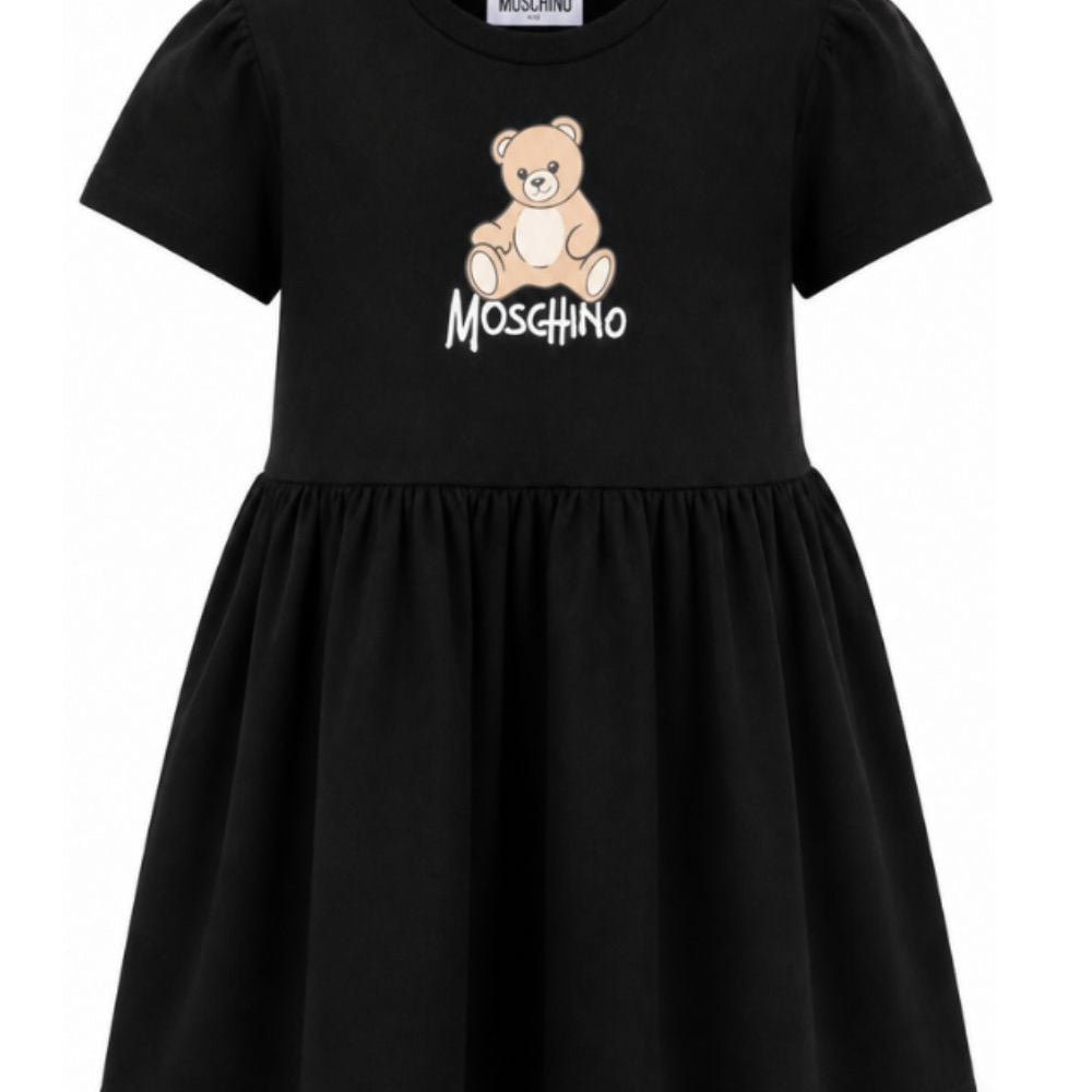 Abito per bambina Moschino Kids nero con motivo Teddy Bear HDV0IHLAA10 60100 MOSCHINO KIDS