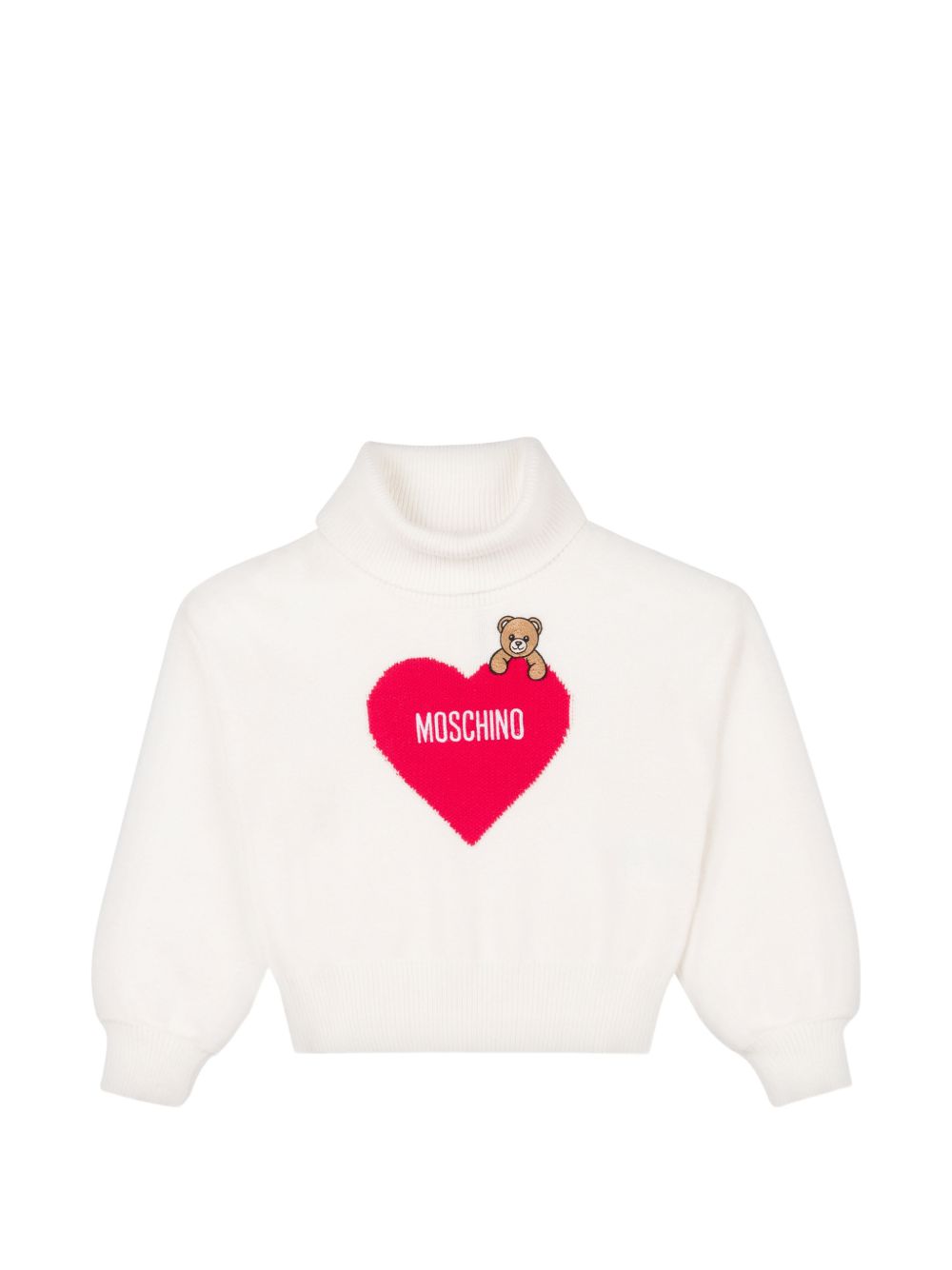 Maglione per bambina Moschino Kids bianco con stampa teddy HDW02JLHE77 10063 MOSCHINO KIDS