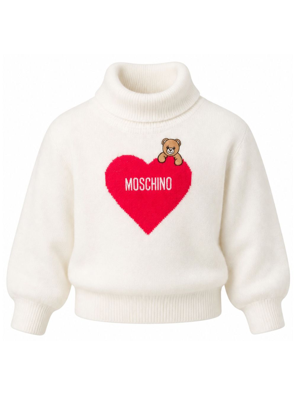 Maglione per bambina Moschino Kids bianco con stampa teddy HDW02JLHE77 10063 MOSCHINO KIDS