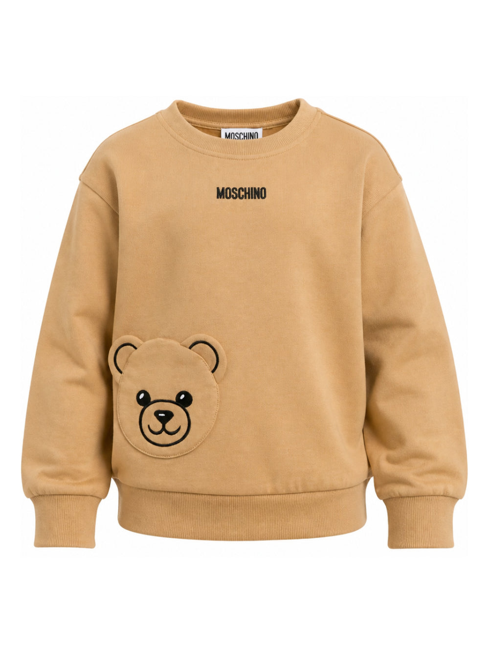 Maglione per bambino Moschino Kids beigei con ricamo teddy HMF095LCA93 20351 MOSCHINO KIDS