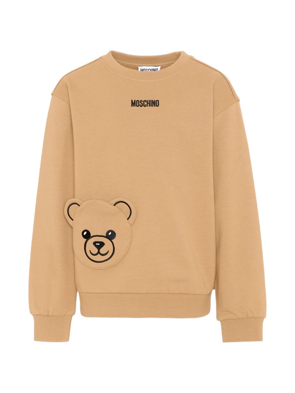 Maglione per bambino Moschino Kids beigei con ricamo teddy HMF095LCA93 20351 MOSCHINO KIDS