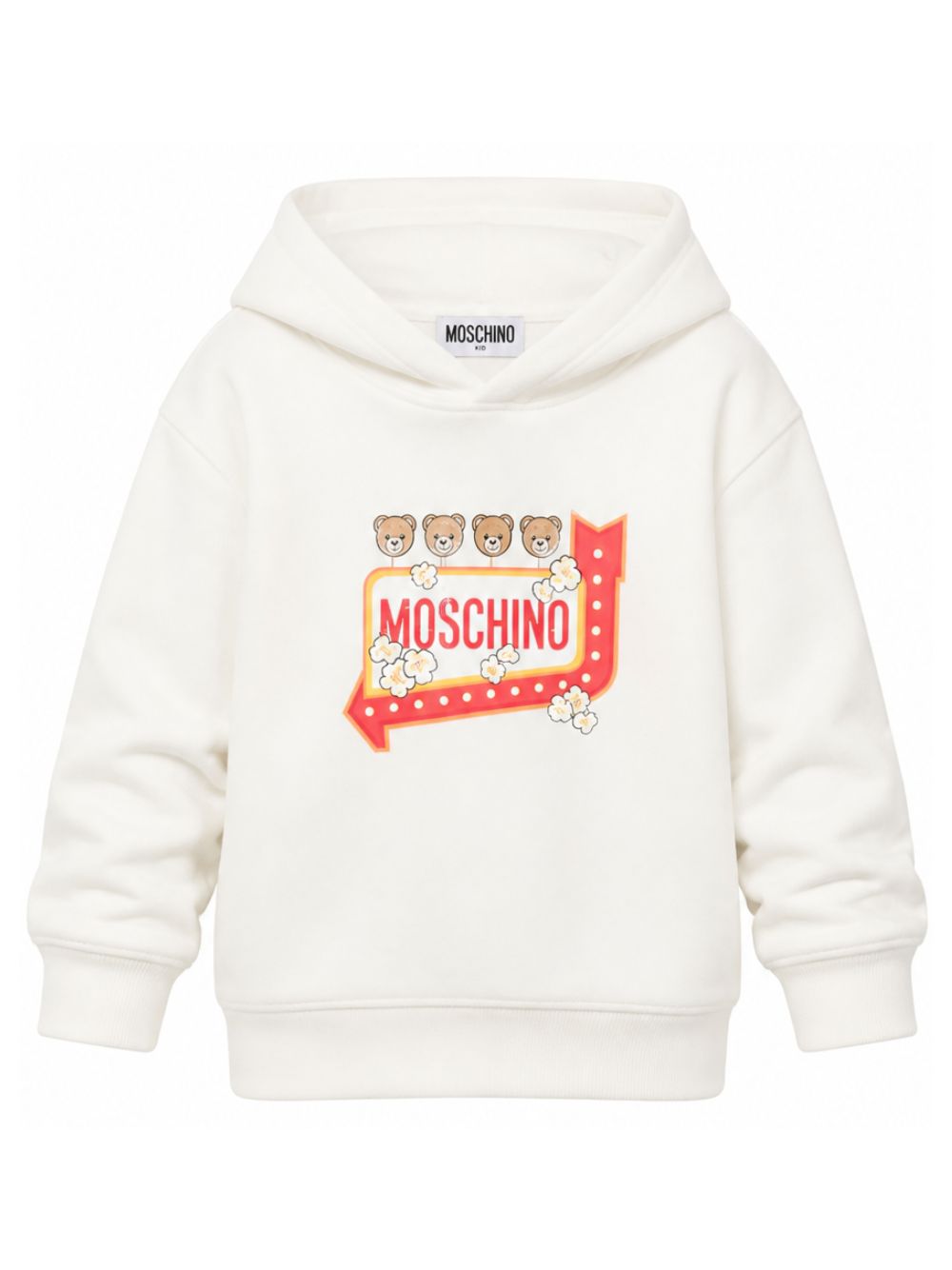 Felpa per bambini Moschino Kids bianca con stampa logo sul davanti HMF098LCA93 10063 MOSCHINO KIDS