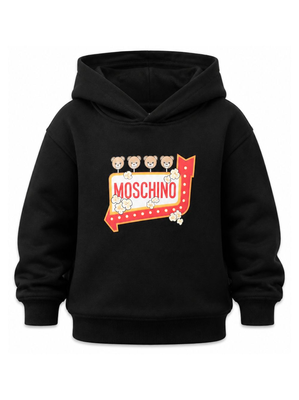 Felpa per bambino Moschino Kids nera con stampa grafica sul davanti HMF098LCA93 60100 MOSCHINO KIDS