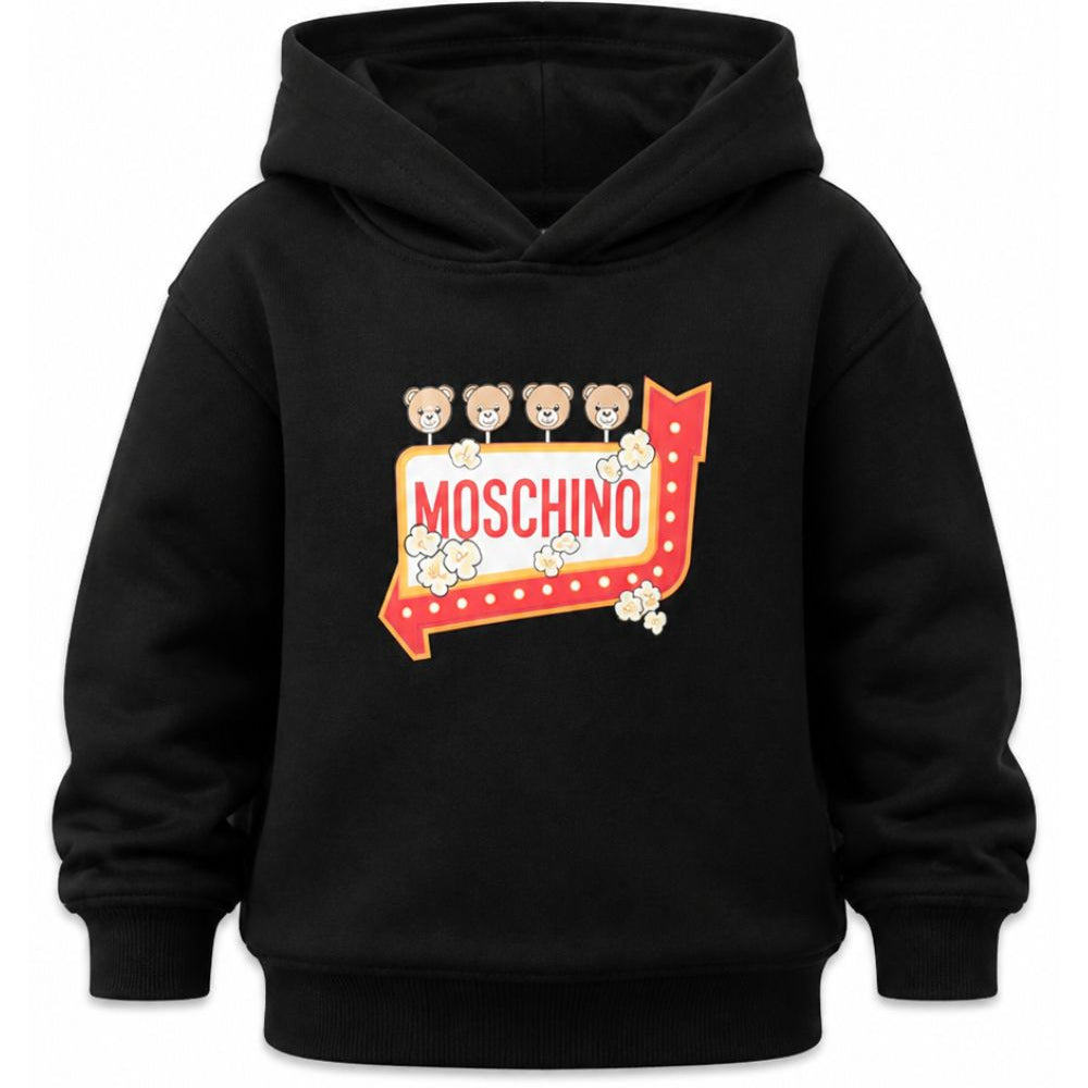 Felpa per bambino Moschino Kids nera con stampa grafica sul davanti HMF098LCA93 60100 MOSCHINO KIDS
