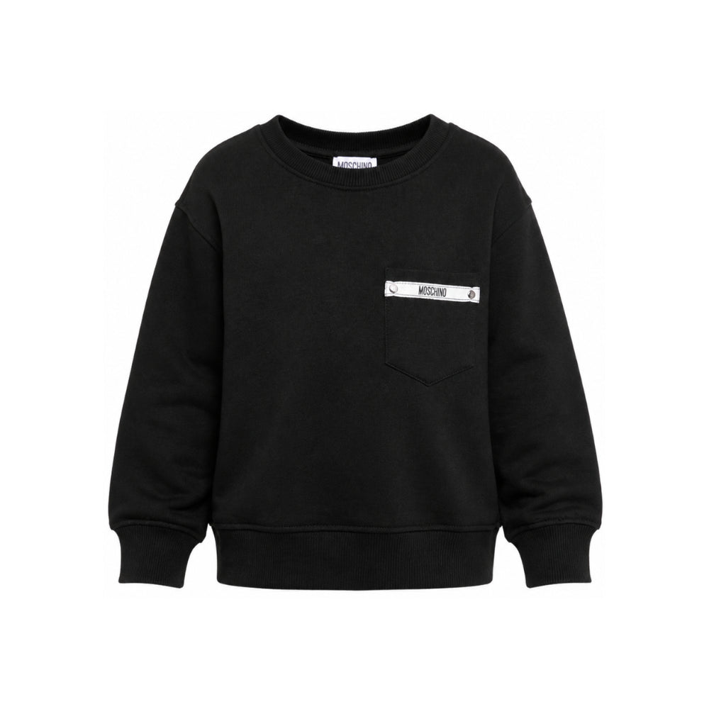 Felpa per bambino Moschino Kids nera con logo sul davanti HMF09PLCA92 60100 MOSCHINO KIDS